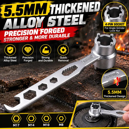 ⚙️ 4-Prong Adjustable Grinder Wrench – Single & Double-Ended Options
