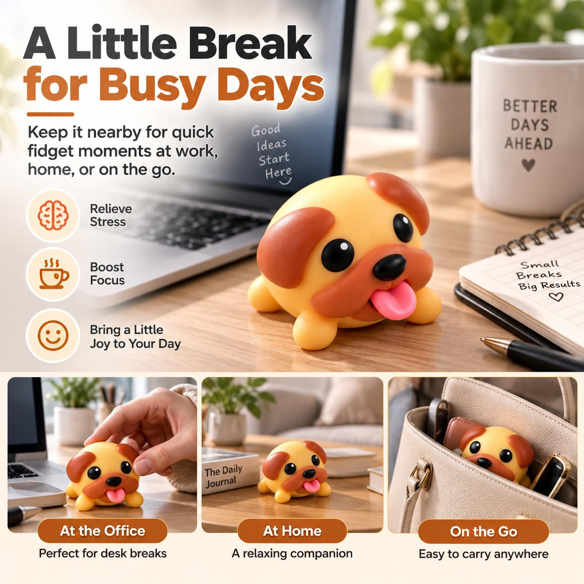 Silly Pup Tongue-Pop Fidget 🐶 Squeeze Away Desk Stress