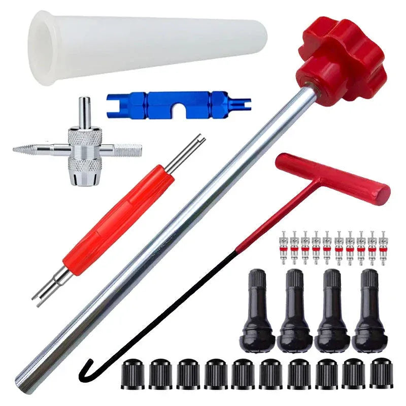 🛠️ 13-Piece Tire Valve Replacement Kit – Quick-Change Automotive Repair Tools