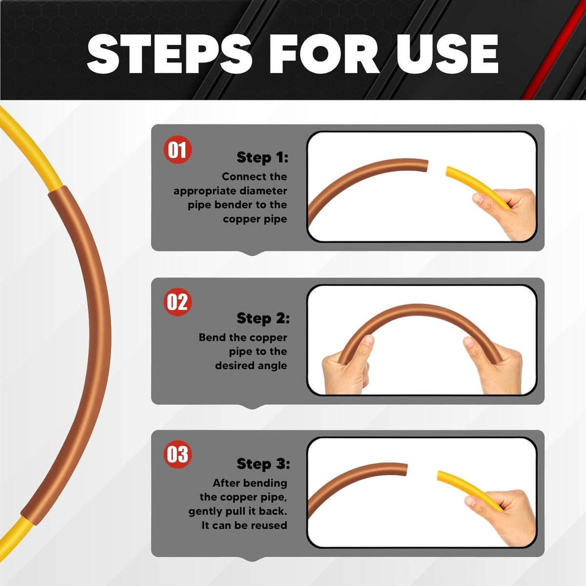 🎉4Pcs Conditioning Copper Tubing Pipe Extension 4M, 1/4' 1/2' 3/8' 5/8' Built-in Copper Tube Bending Strip, AC Refrigerator Pipe Bender Kit for Repair