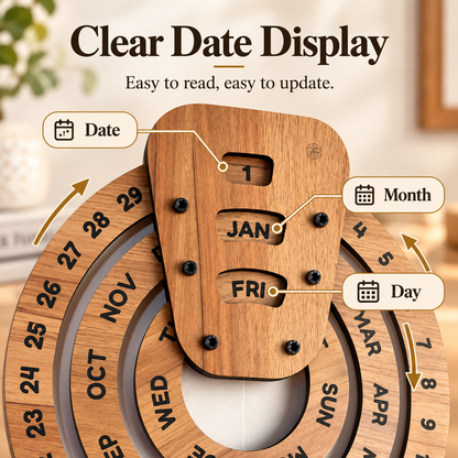 📅 Everlasting Wooden Calendar – Reusable Desk Organizer for Home or Office Decor