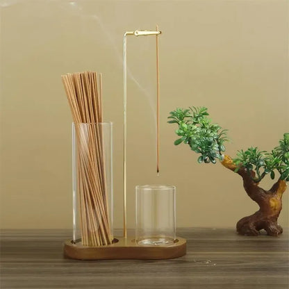 🕯️ 2-in-1 Incense & Candle Holder – Dark Brown Base
