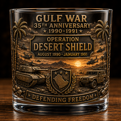 Gulf War 35th Anniversary Commemorative Whiskey Glass – Raised Tribute Barware