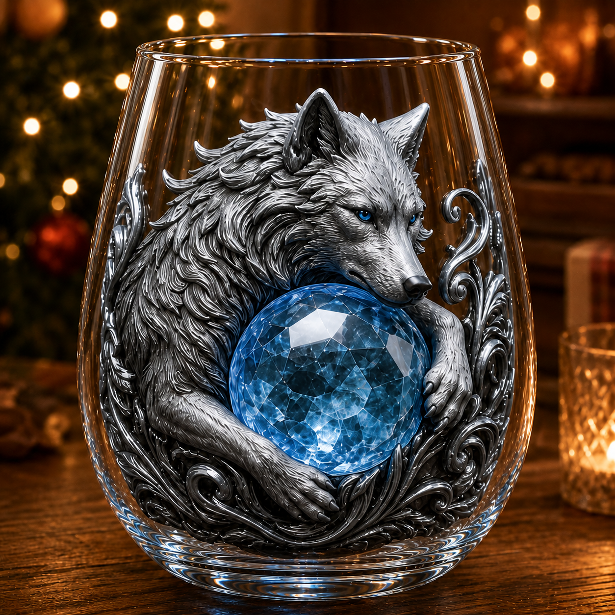 🐺🌙 3D Mythic Moon Wolf Glass Art Cup | Luxury Raised Fantasy Glassware for Whiskey, Home Bar Décor & Legendary Gifts 🎁