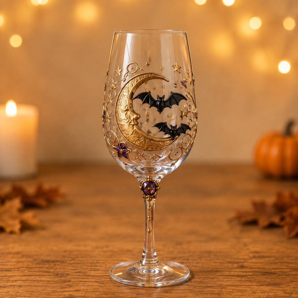 🎃✨ Enchanted Halloween Wine Glass Collection – 6-Piece 3D Spooky Gift Box Set