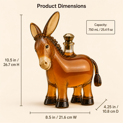 🫏 Rustic Donkey Whiskey Decanter – Farmhouse Animal Glass Bottle