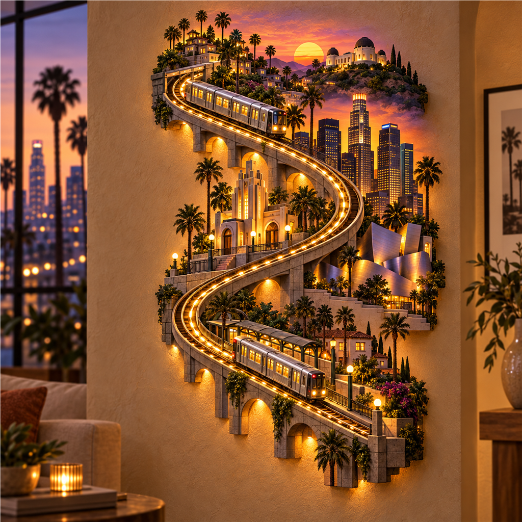 American City Transit Trail Light – Illuminated 3D Skyline Wall Décor