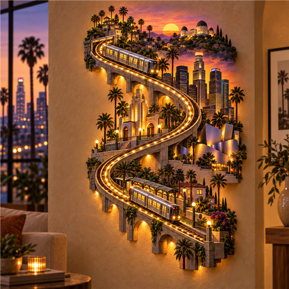 American City Transit Trail Light – Illuminated 3D Skyline Wall Décor