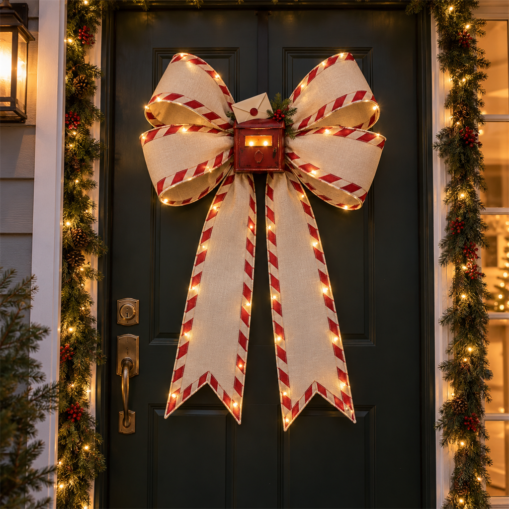 ✨ Oversized Light-Up Christmas Door Bow | 6 Festive Styles