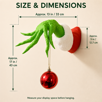💚🎄 Grinch-Inspired Christmas Hand Wall Hanger – Funny Ornament Holder & Holiday Wall Décor