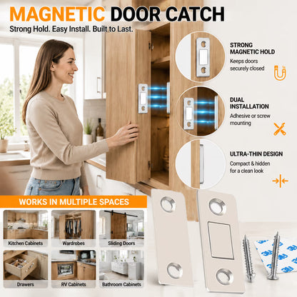 🧲 Magnetic Door Catch – Strong Hold for Cabinets, Closets & Interior Doors