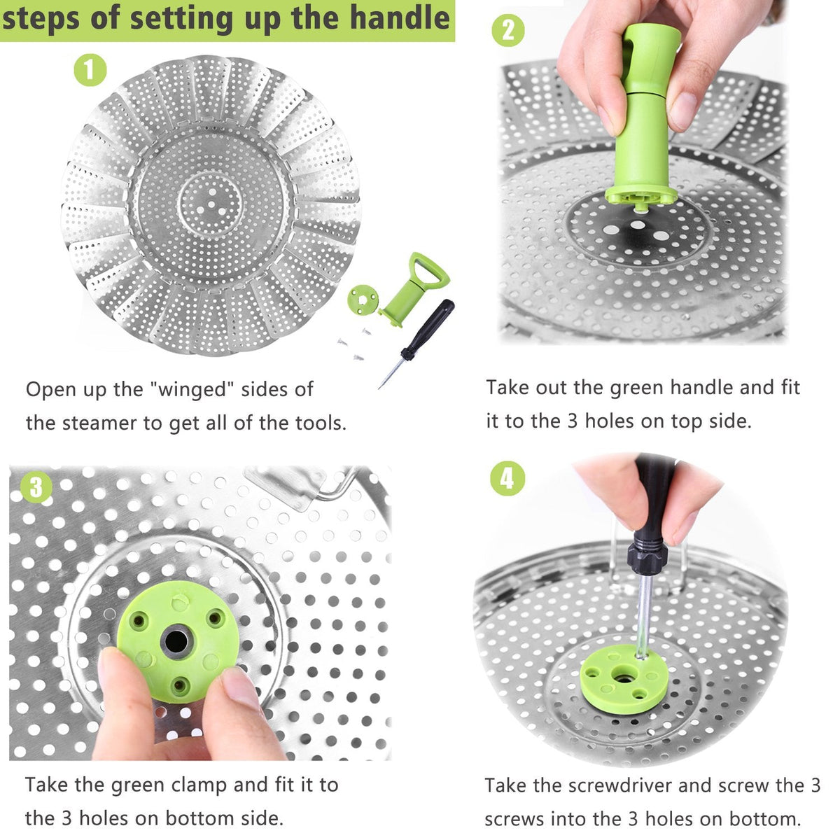 Expandable Vegetable Steamer Basket 🥦 – Stainless Steel Insert with Extendable Handle