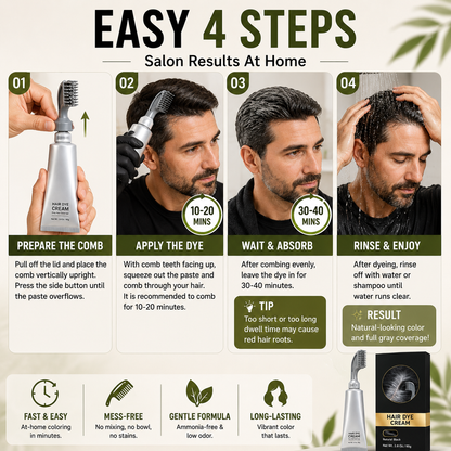 🔥 Instant Gray Coverage Hair Dye Comb for Men & Women