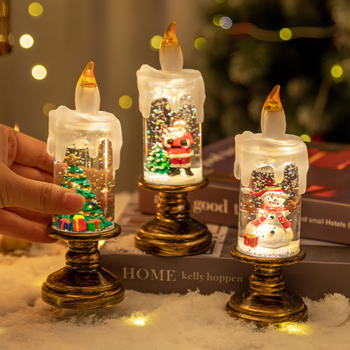 Christmas Snow Globe Candles ❄️ – Battery-Powered Glittering LED Tapers