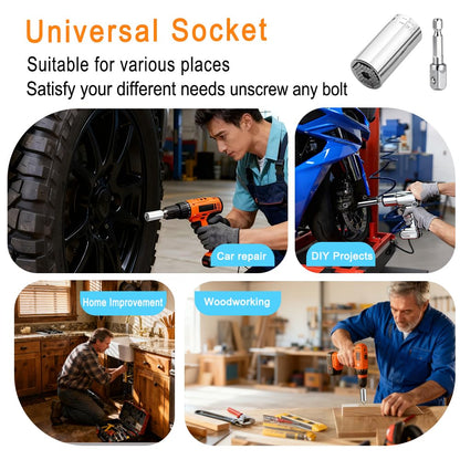 Self-Adjusting Universal Socket 🔩 – 7–19mm with Power Drill Adapter