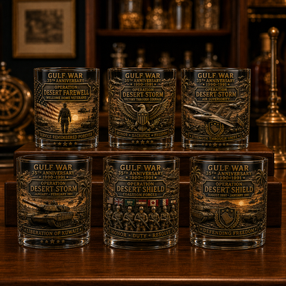 Gulf War 35th Anniversary Commemorative Whiskey Glass – Raised Tribute Barware
