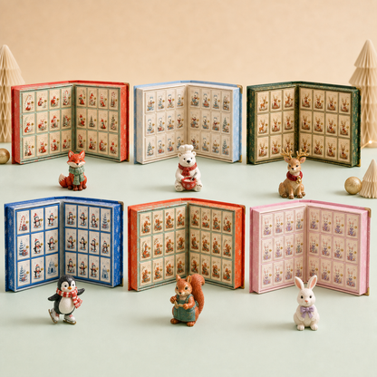 🎄 Merry Menagerie: 24 Days of Tiny Christmas Joy | Animal Miniature Countdown Box – 6 Collector Editions