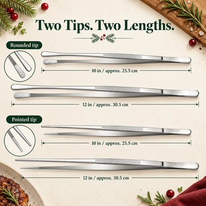4-Piece Kitchen Tweezer Set ✨ – 10" & 12" Stainless Steel Tongs