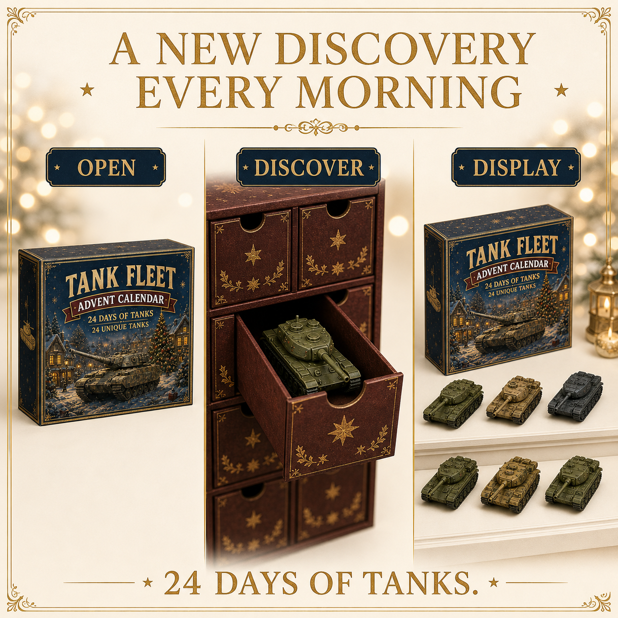 Last Day 50% OFF-🪖 24 Days of Tanks Advent Calendar – 24 Unique Tanks, 24 Days of Armored Legends 🎄