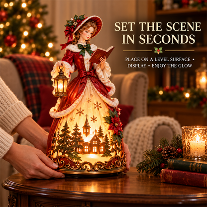 🎄✨ Victorian Christmas Carol Lady Lantern – Lighted Holiday Village Figurine