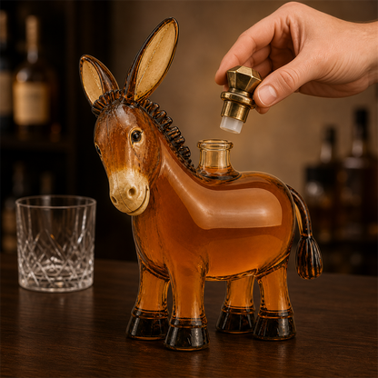🫏 Rustic Donkey Whiskey Decanter – Farmhouse Animal Glass Bottle