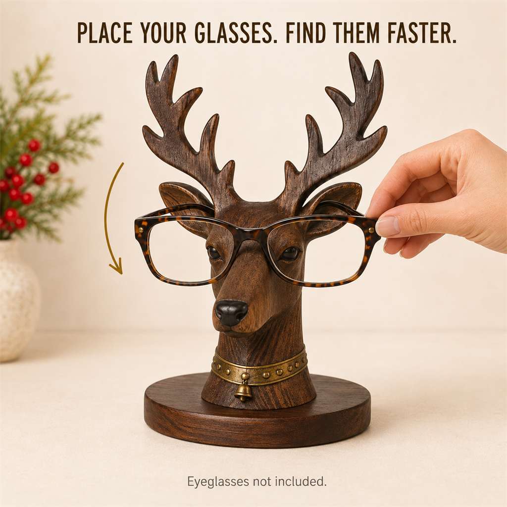 🦌😂 “Where Are My Glasses?” Deer Holder – Rustic Stag Eyeglass Stand