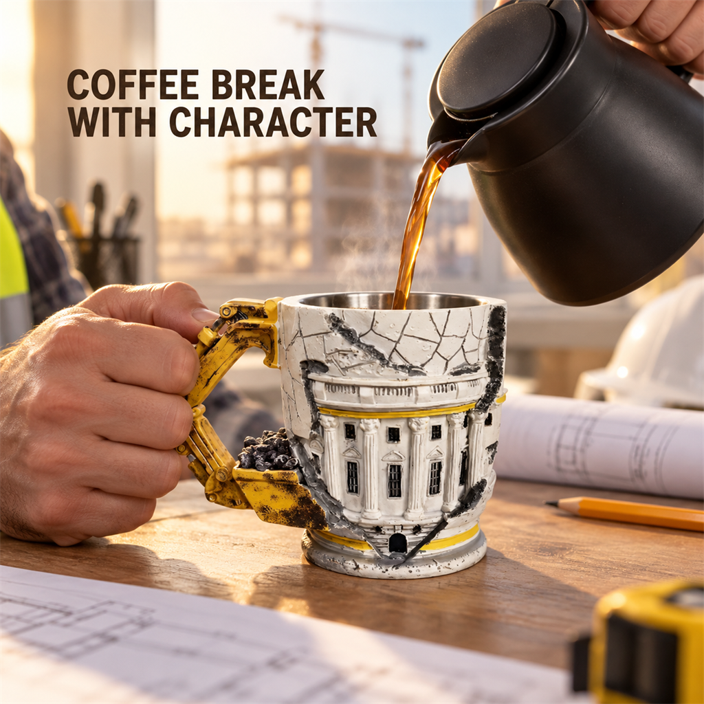 🏗️☕ Builder’s Tribute Excavator Mug – Construction Worker Keepsake & Gift