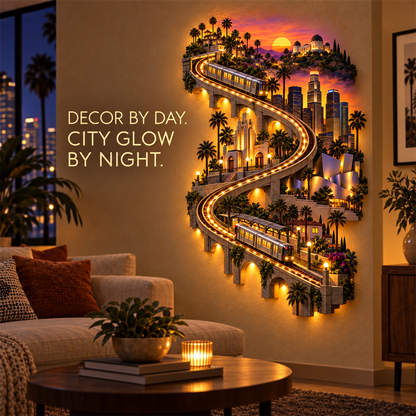American City Transit Trail Light – Illuminated 3D Skyline Wall Décor