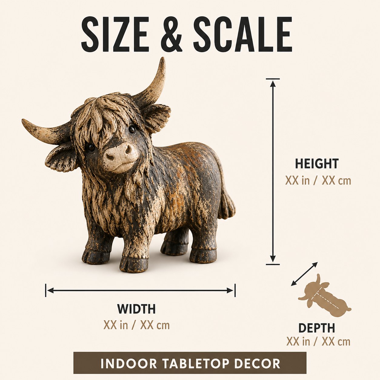 Rustic donkey figurine size and scale reference