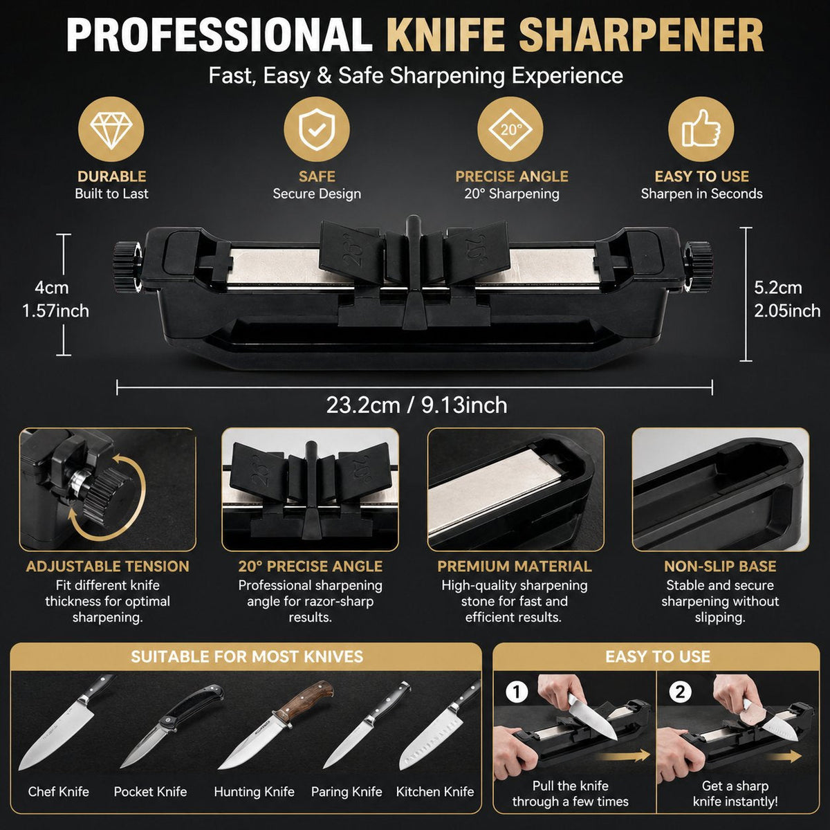 🛠️ Venture Pocket Edge Sharpener – Quick Blade Care Anywhere 🔪
