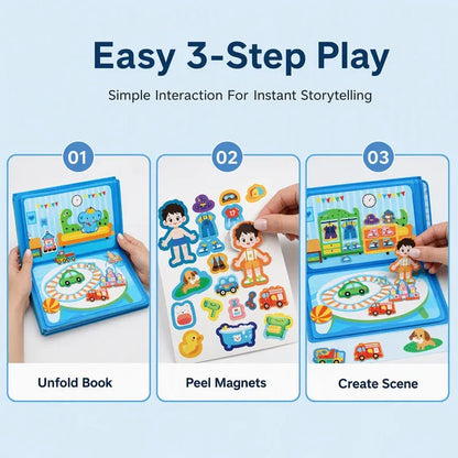 Kids Magnetic Quiet Book Folding Puzzle Scene Early Educational Toy for Boys Girls