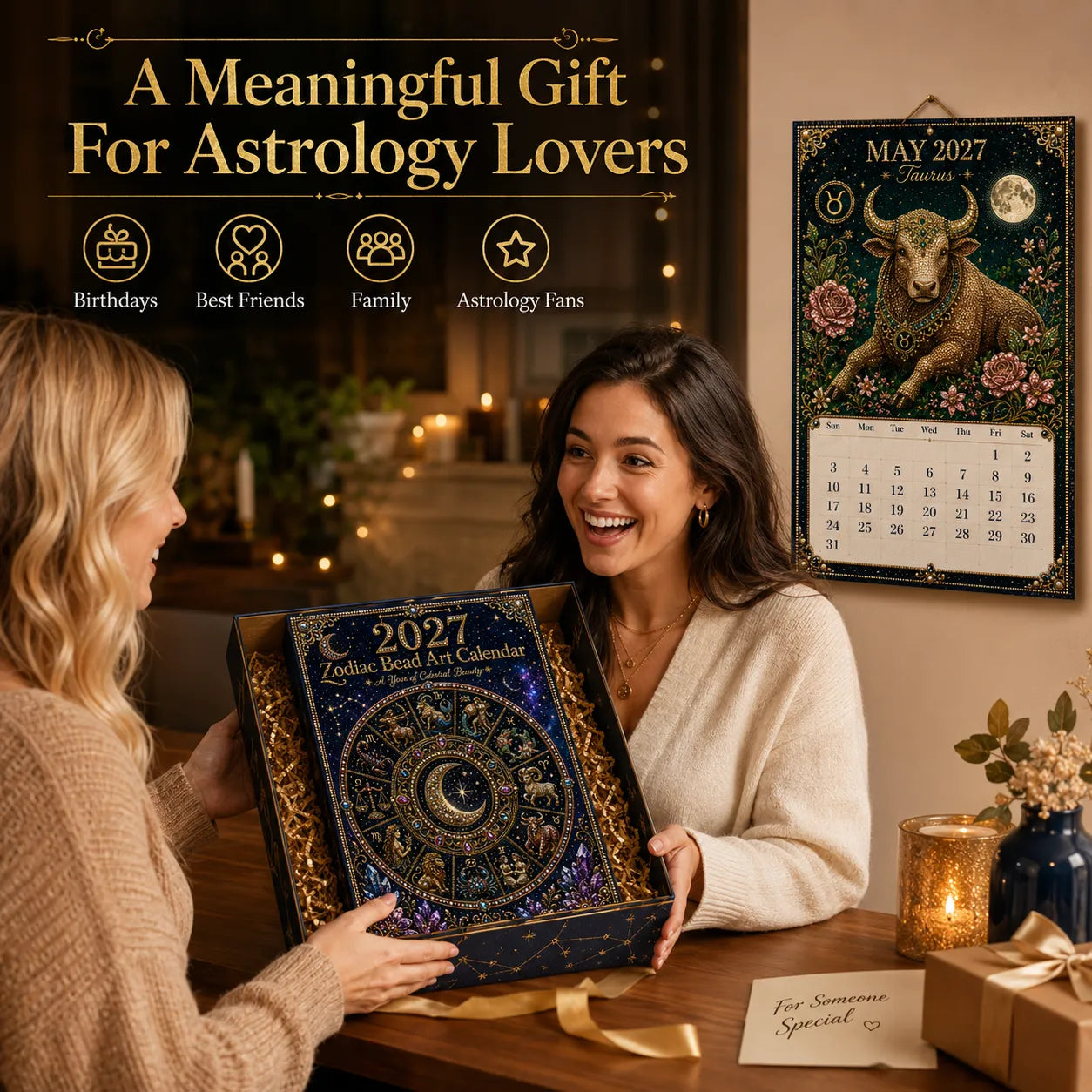 🌙💫 A Year Written in the Stars— Beginner-friendly DIY bead art calendar kit '12 Zodiac Signs 2027’💕