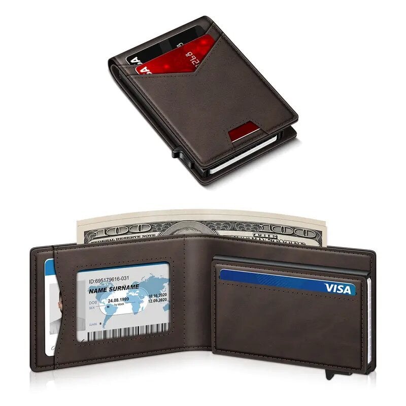 ⚡ Men's Slim RFID-Blocking Pop-Up Bifold Wallet with Quick-Access Card Holder