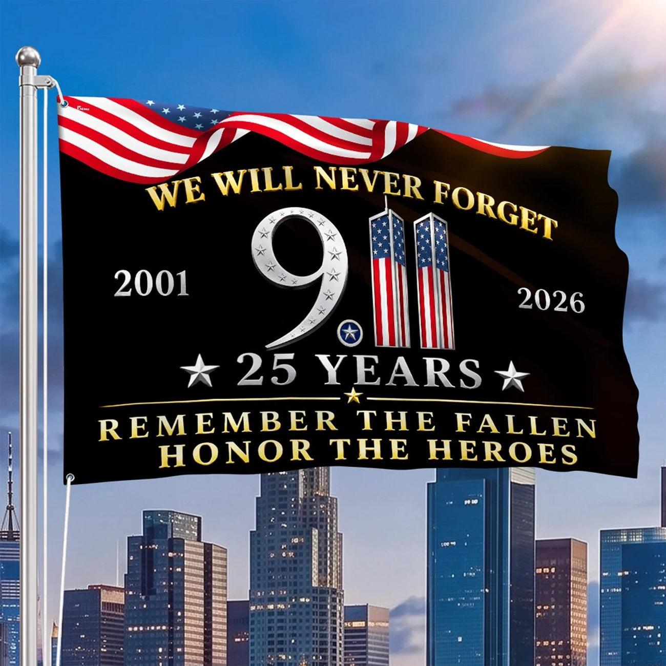 Another view of the 25 year September 11 memorial flag