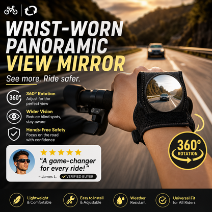 🚴👀 Adjustable Wrist-Mounted Cycling Mirror – See Behind You Without Turning Around