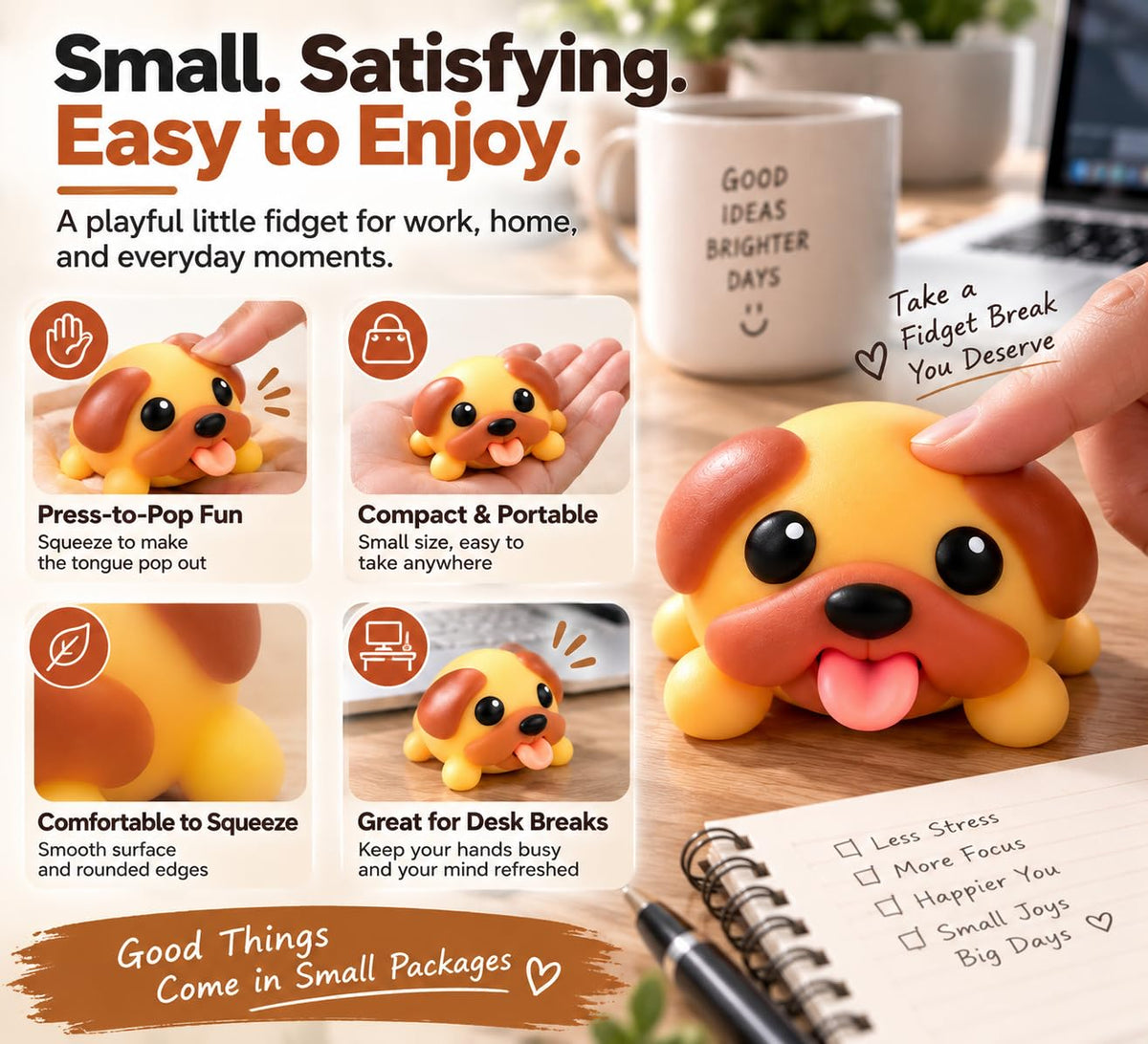 Silly Pup Tongue-Pop Fidget 🐶 Squeeze Away Desk Stress