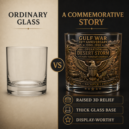 Gulf War 35th Anniversary Commemorative Whiskey Glass – Raised Tribute Barware