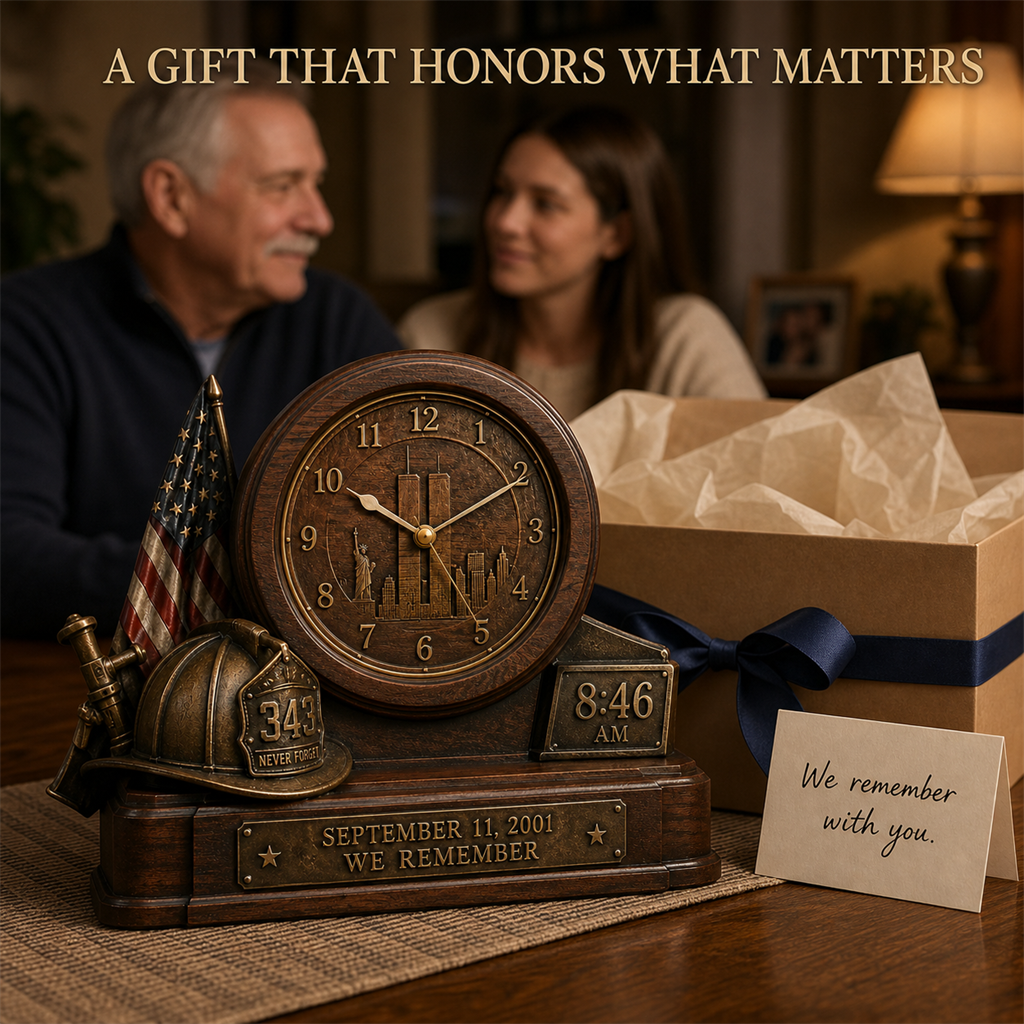 9/11 memorial clock presented as a remembrance gift