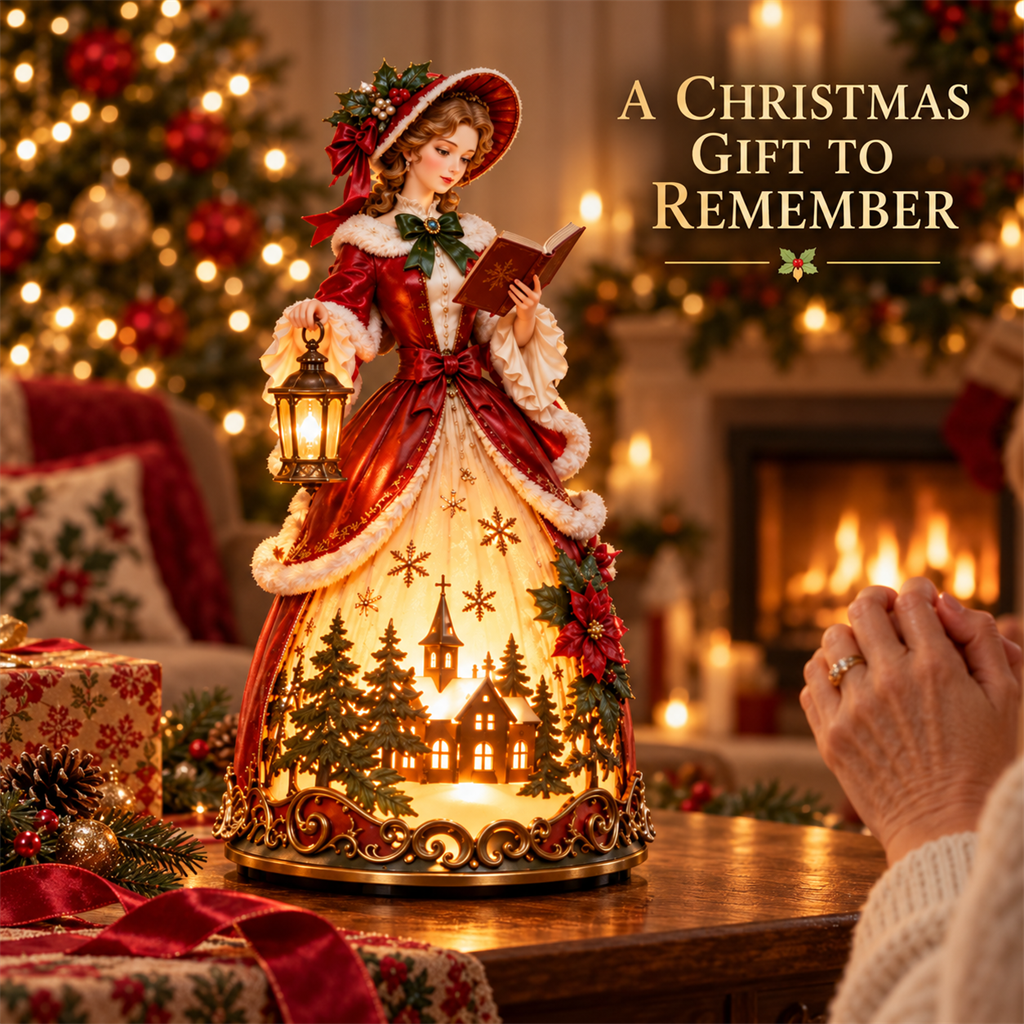 🎄✨ Victorian Christmas Carol Lady Lantern – Lighted Holiday Village Figurine