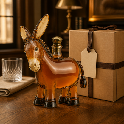 🫏 Rustic Donkey Whiskey Decanter – Farmhouse Animal Glass Bottle