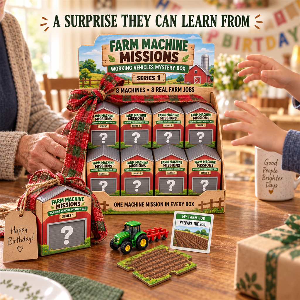 Farm Machine Missions gift scene for a child who loves tractors and farm vehicles
