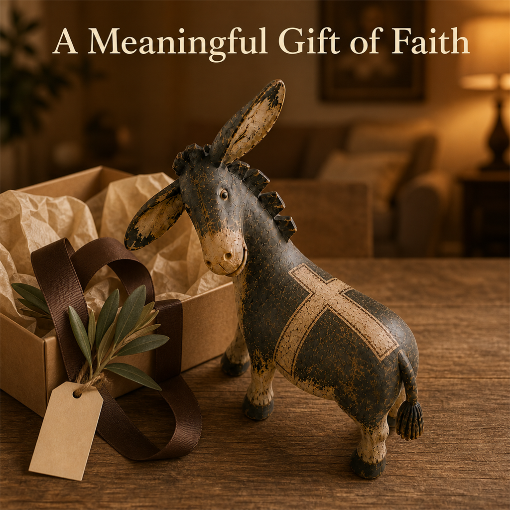 🫏✝️ Faithful Donkey Keepsake – Rustic Christian Home Décor & Meaningful Gift