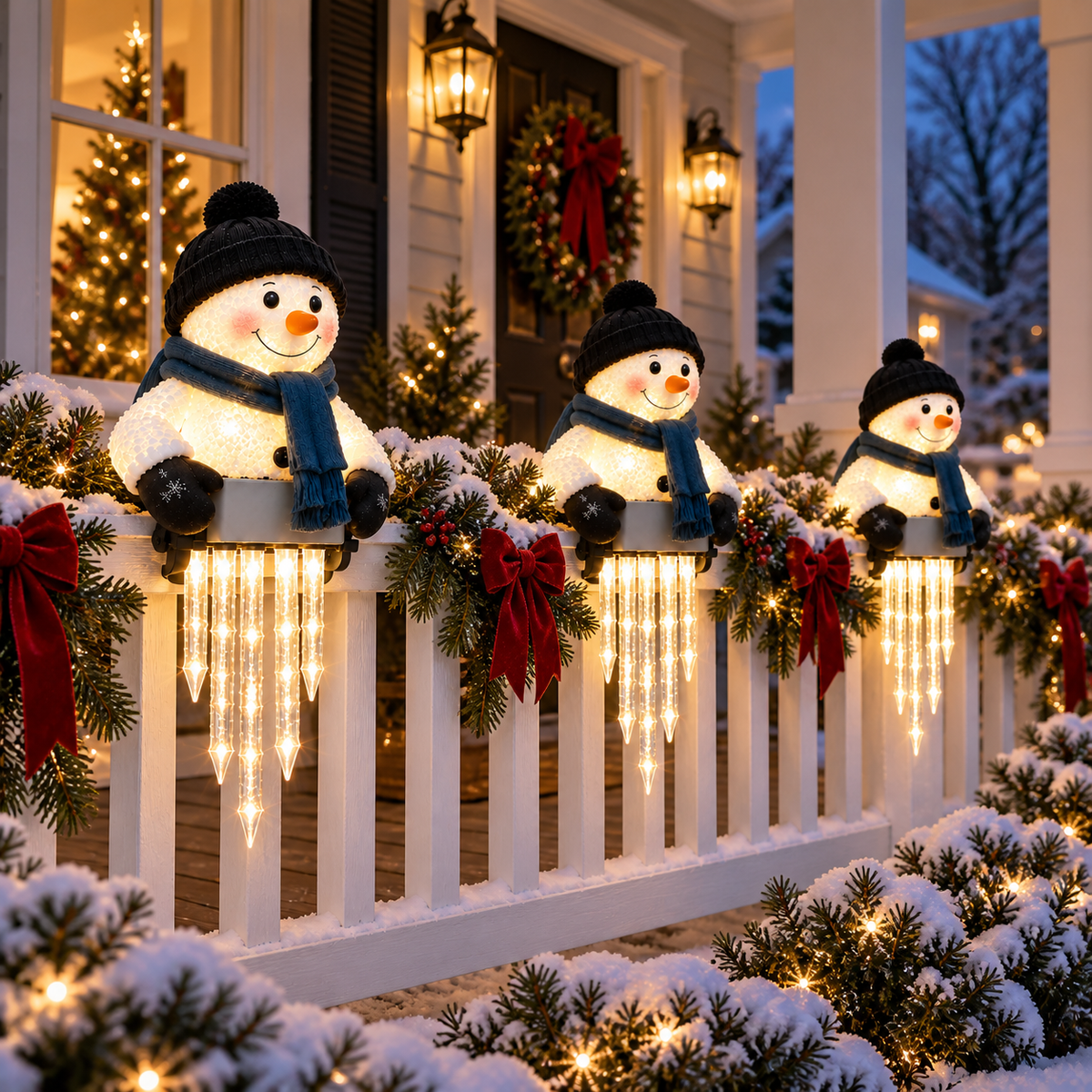 ⛄✨ WinterGlow Snowman Icicle Light – Festive LED Railing & Christmas Hanging Décor