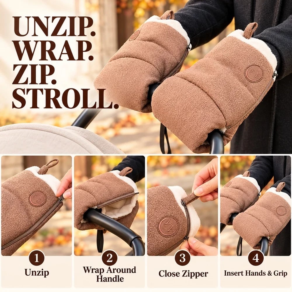 Cozy Stroller Hand Warmers 🧤 – Comfortable Handlebar Mitts for Cold Days