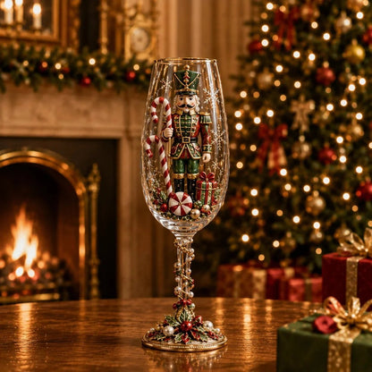 🎁🎭 Nutcracker-Inspired Christmas 3D Collector Champagne Glass Set