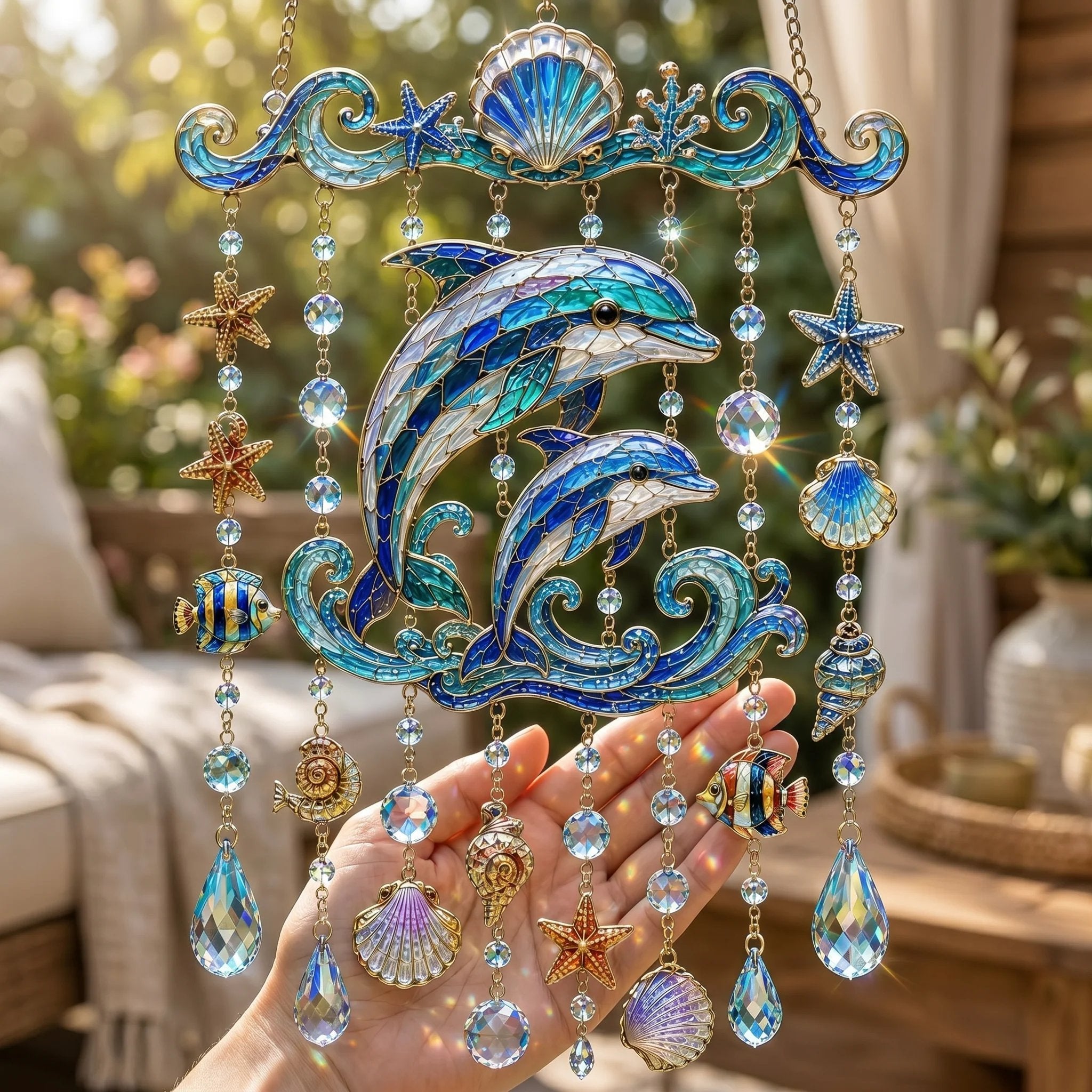 🐬 49% OFF Today | Crystal Ocean Wind Chime ✨ Coastal Hanging Decor for Garden, Porch & Yard