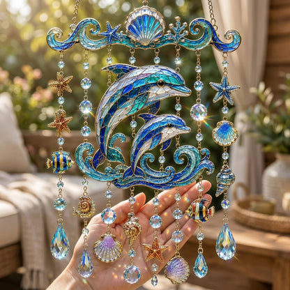 🐬 49% OFF Today | Crystal Ocean Wind Chime ✨ Coastal Hanging Decor for Garden, Porch & Yard