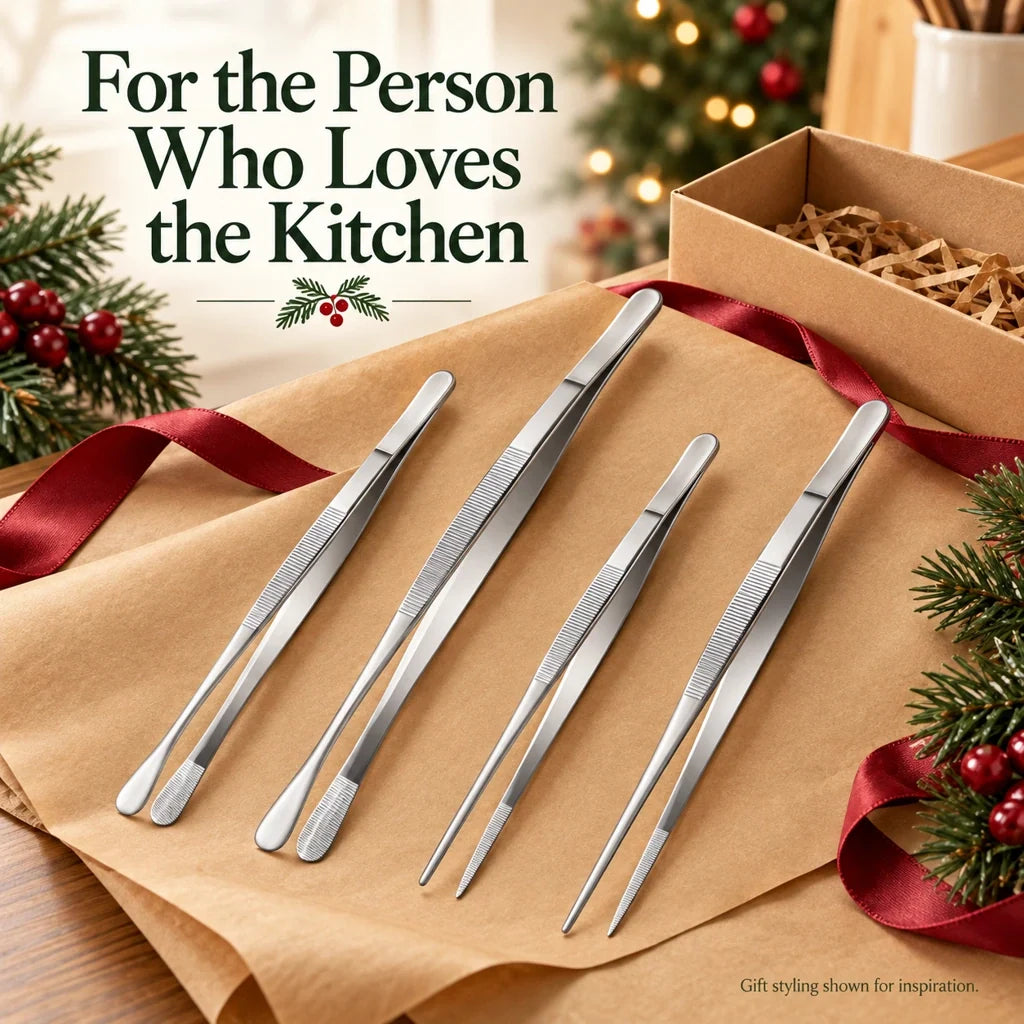 4-Piece Kitchen Tweezer Set ✨ – 10" & 12" Stainless Steel Tongs