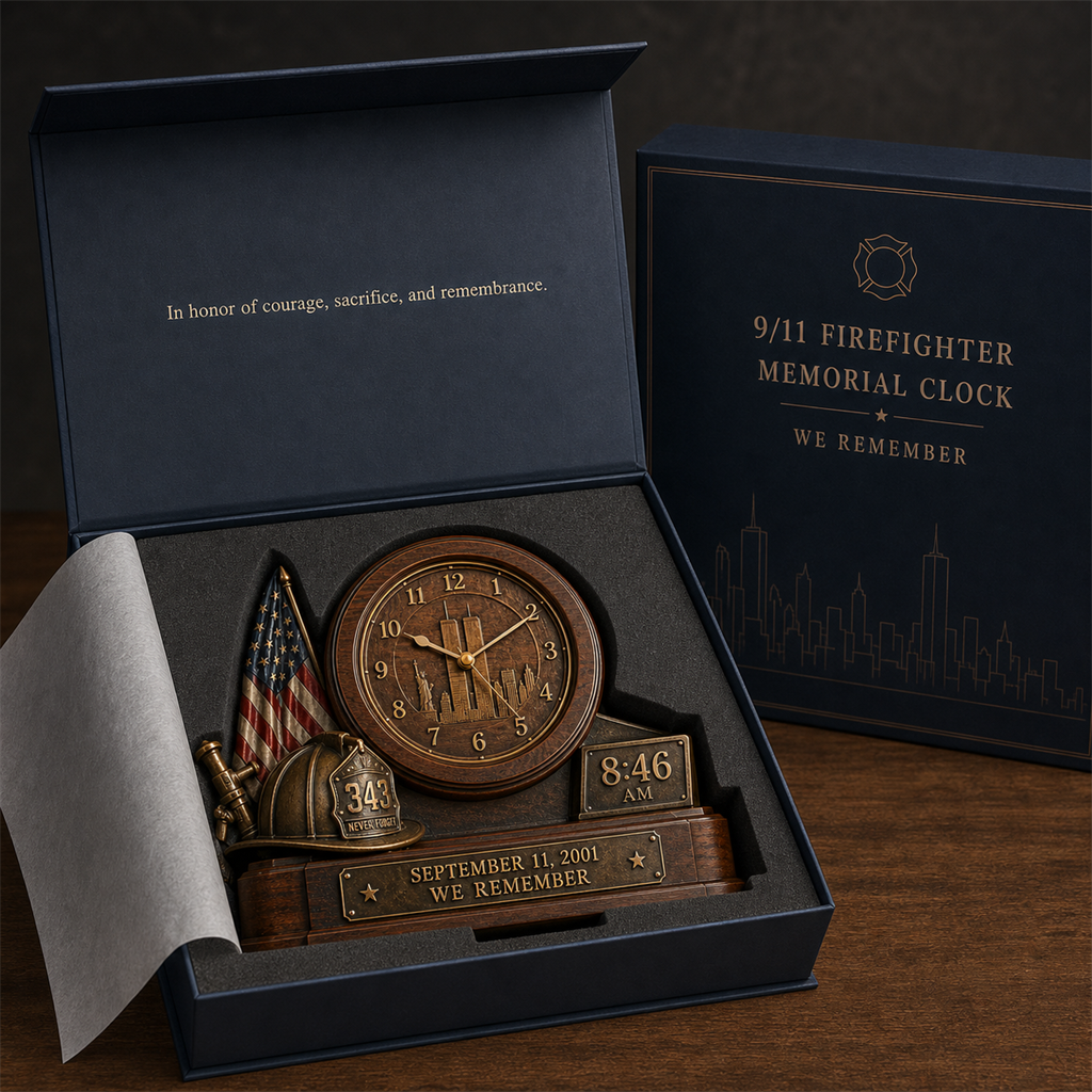🇺🇸 9/11 “We Remember” Memorial Clock – 343 Firefighter Tribute