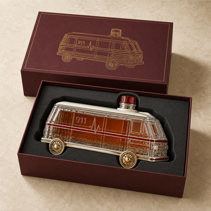 🚑🥃 911 Emergency Rescue Ambulance Whiskey Decanter – First Responder Tribute Collector Bottle